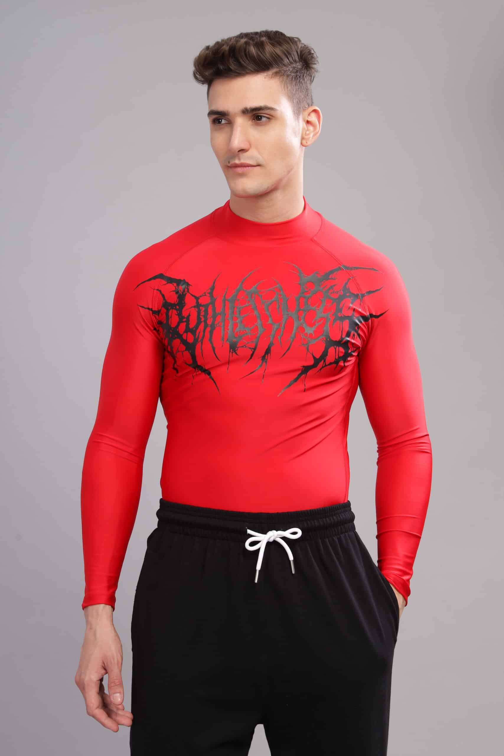 Image of Venom High Neck Compression Tshirt Full Sleeve